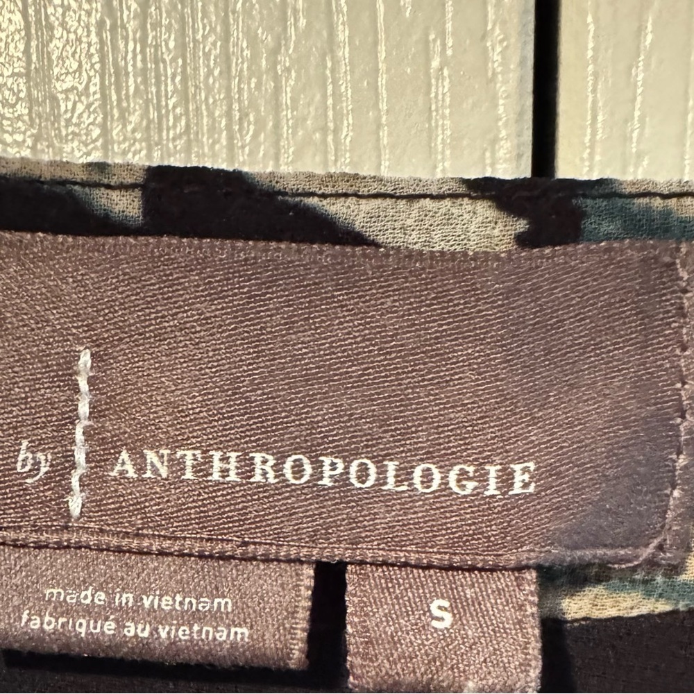 Anthropologie Green, Brown and Black Flutter Sleeve Wrap Top - Size S - Picture 6 of 8